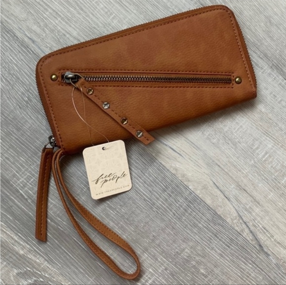 Free People Tan Wristlet with Zipper Accent